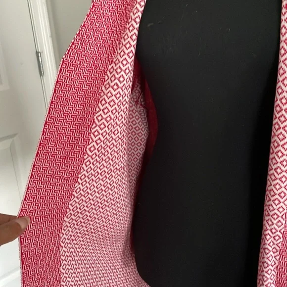 Kim Rogers Women’s Cardigan Red White Print All Cotton - Picture 6 of 10